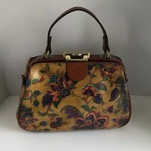 Patricia Nash Gracchi French Tapestry Bag Handbag Crossbody Brown Leather